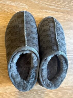 KITH monogram shearling slippers